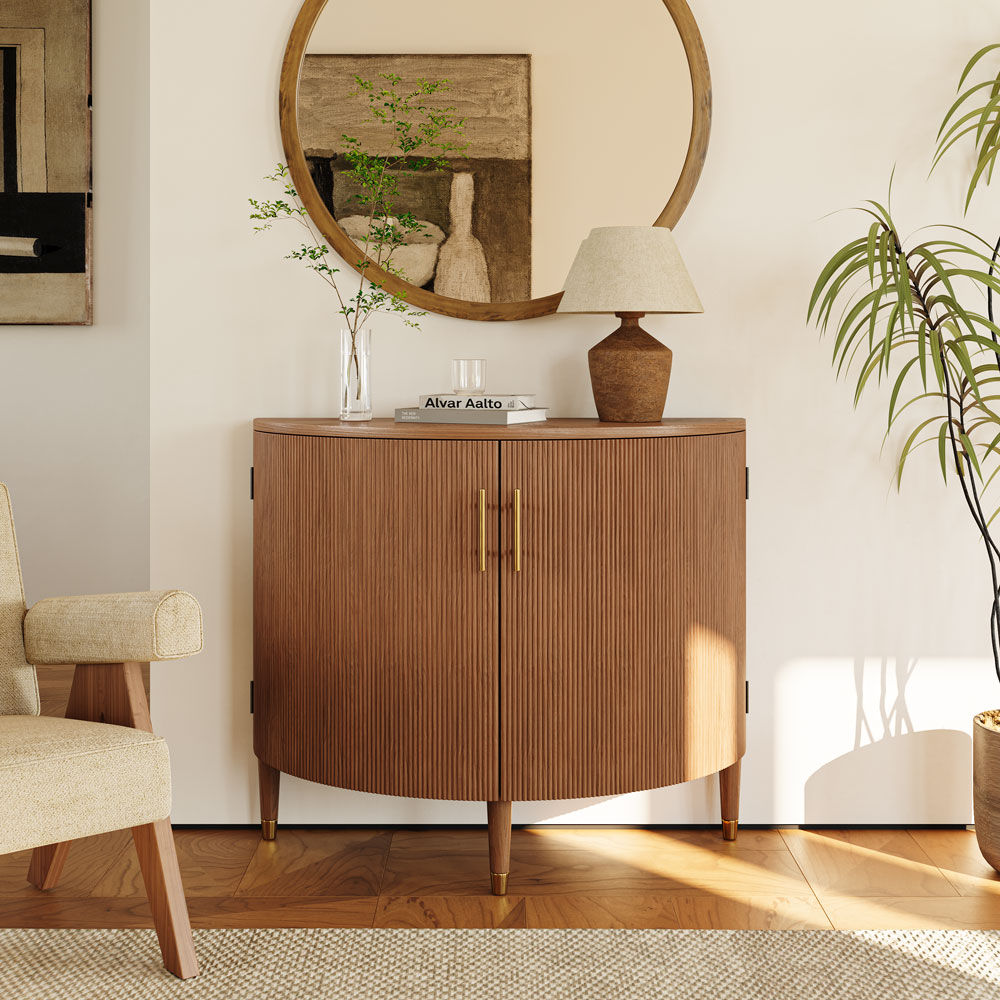 with Cabinets Walnut Color MDF & Solid Wood Cabinets & Chests