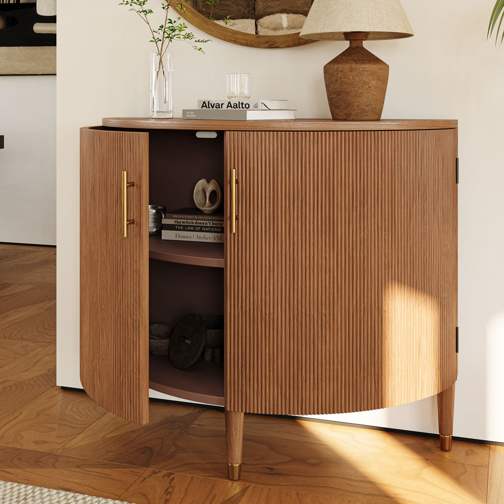 Solid Wood Walnut Color MDF & Solid Wood Cabinets & Chests