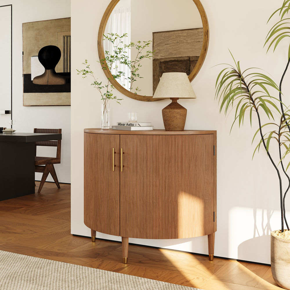 Solid Wood Walnut Color MDF & Solid Wood Cabinets & Chests
