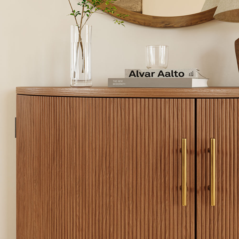 Wood Walnut Color MDF & Solid Wood Cabinets & Chests