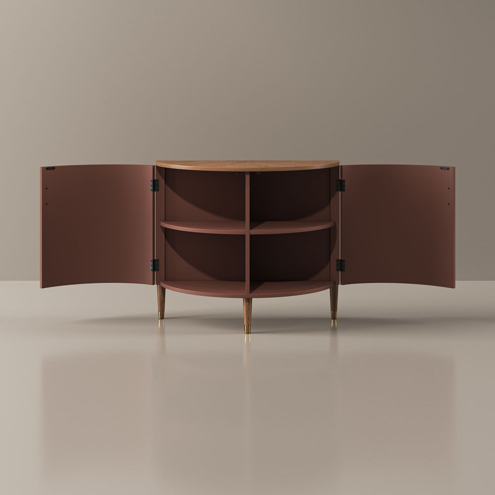Mid Century Modern Walnut Color MDF & Solid Wood Cabinets & Chests