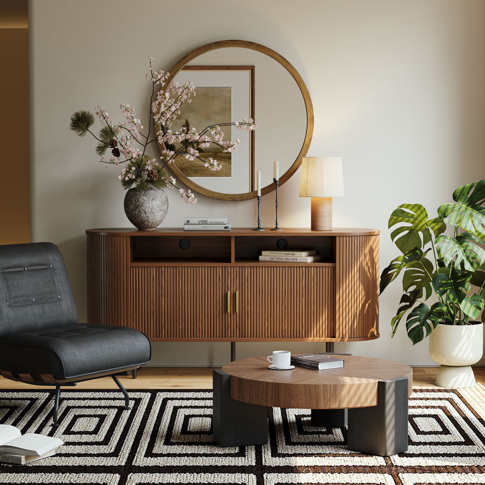 with Storage Walnut Color Plywood Cabinets & Chests