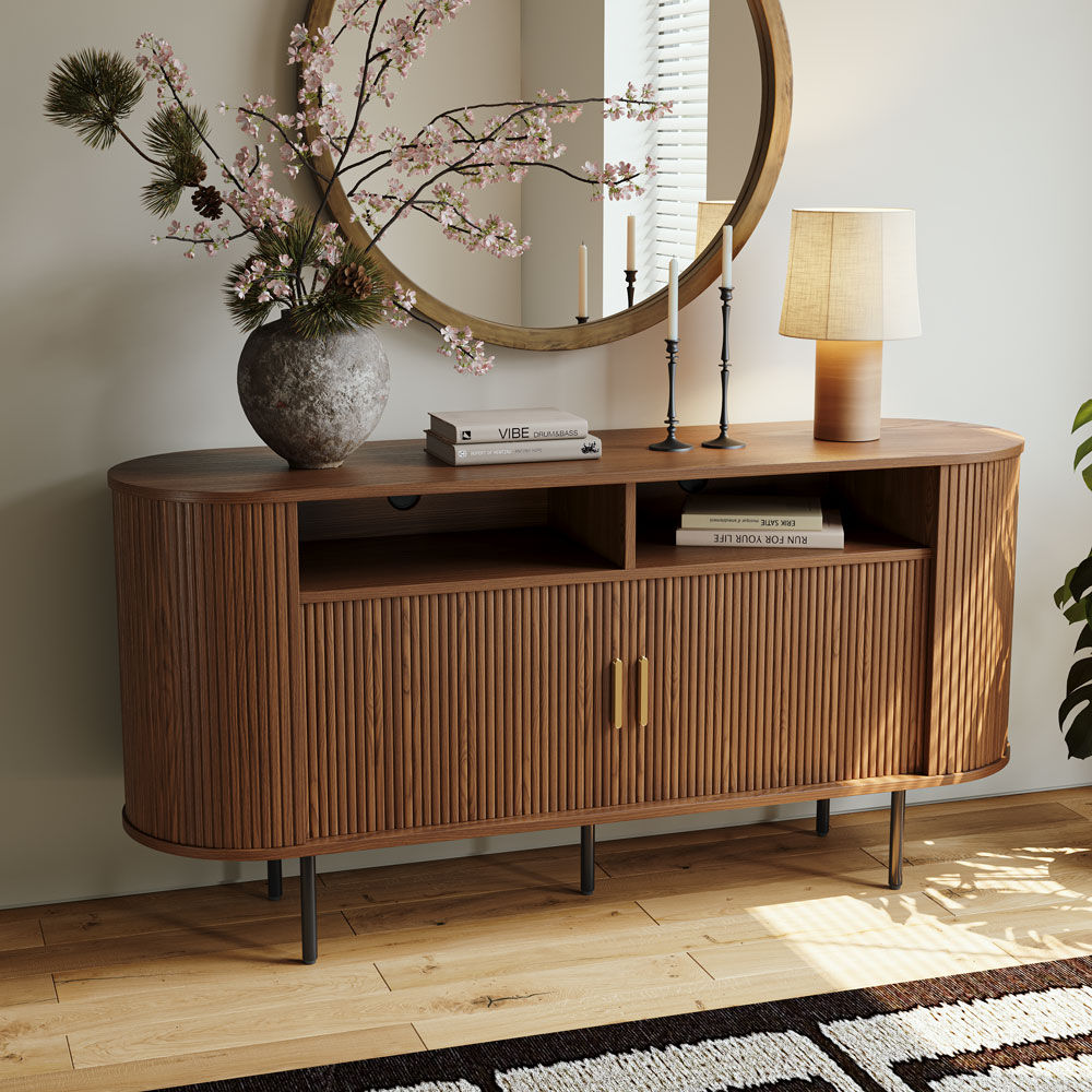 Mid Century Modern Walnut Color Plywood Cabinets & Chests