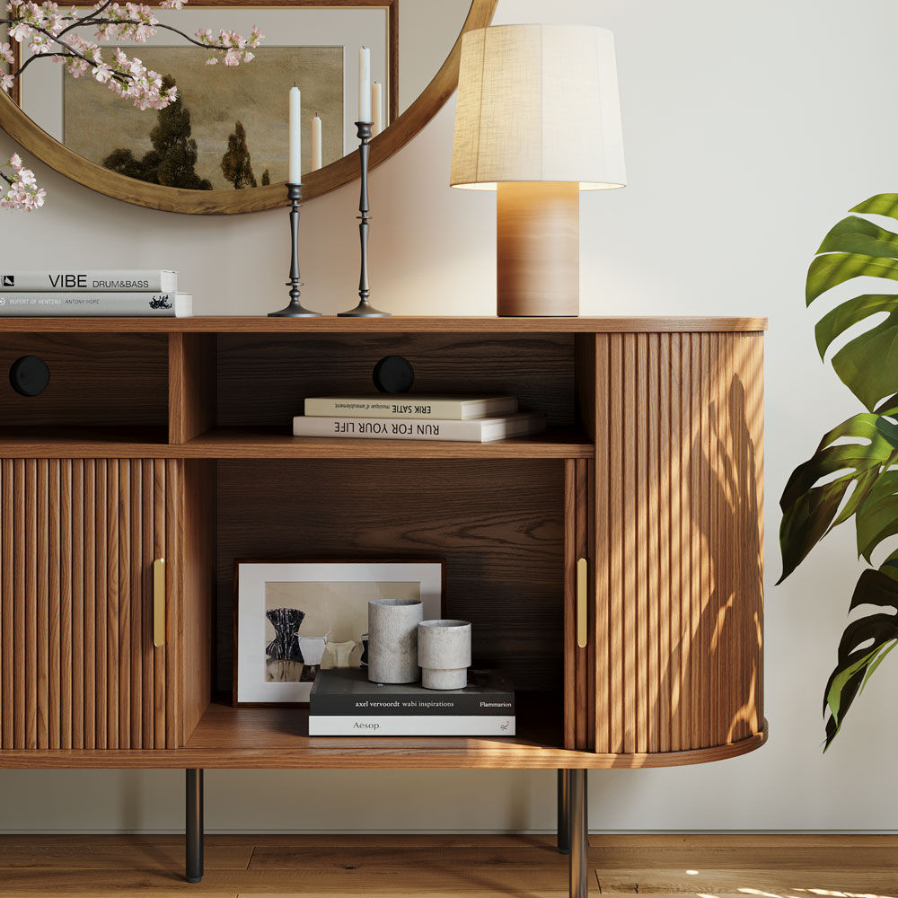 with Storage Walnut Color Plywood Cabinets & Chests