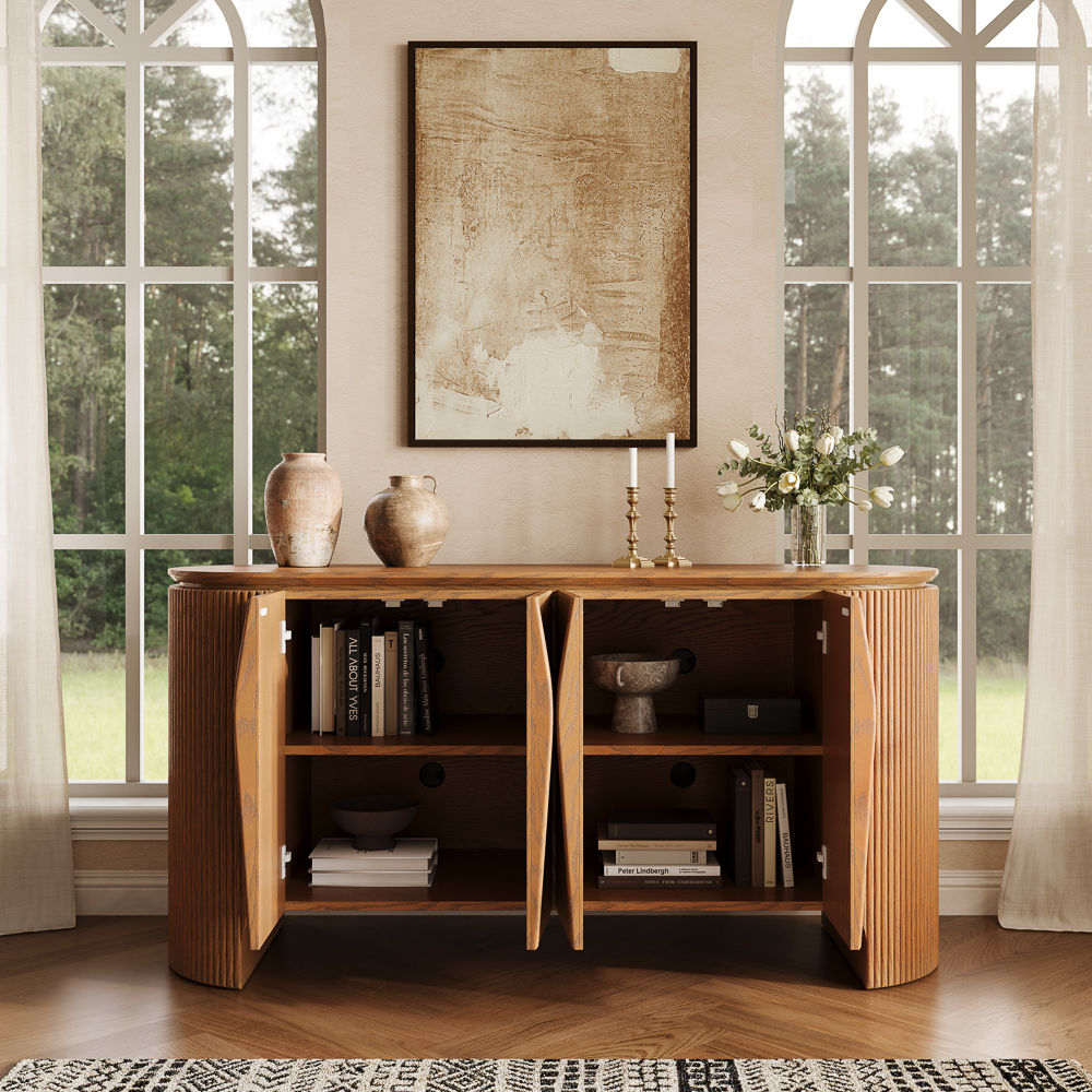 Wood Walnut Color MDF Cabinets & Chests