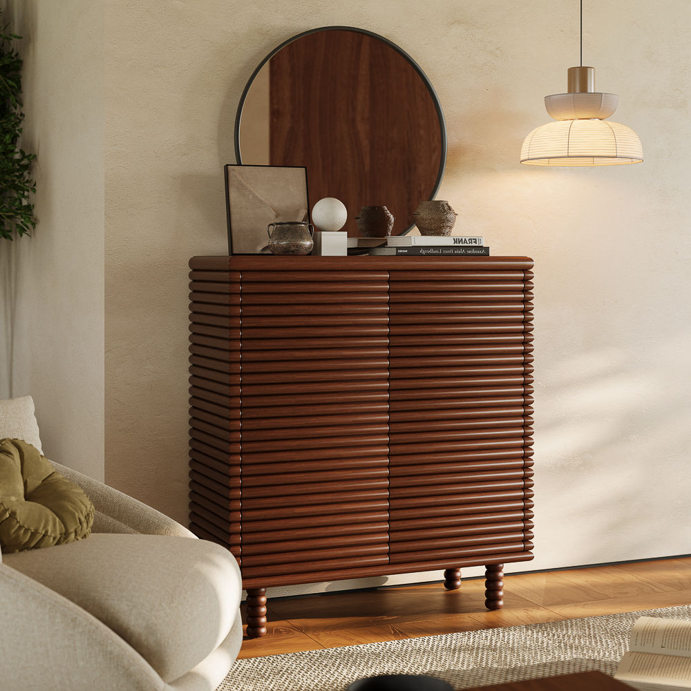 Partly Assemble Walnut Color MDF Cabinets & Chests