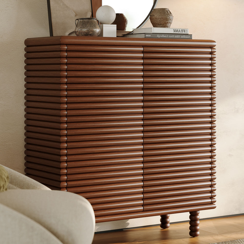 Mid Century Modern Walnut Color MDF Cabinets & Chests