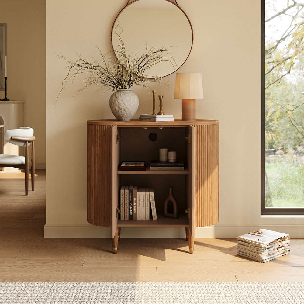Mid Century Modern Walnut Color MDF Cabinets & Chests