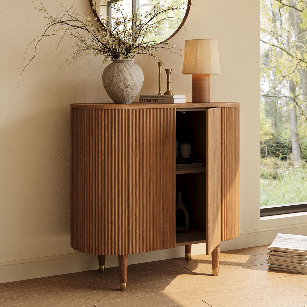 Mid Century Modern Walnut Color MDF Cabinets & Chests