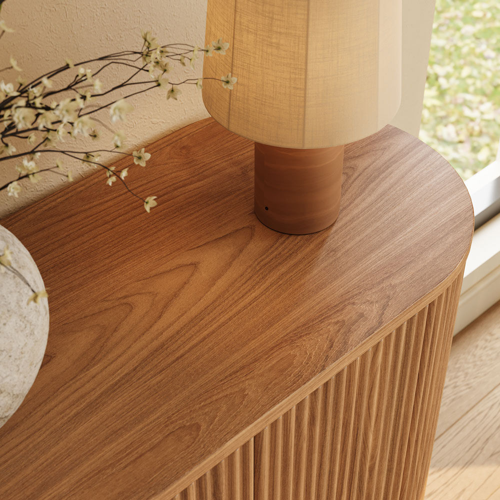 Fluted Walnut Color MDF Cabinets & Chests