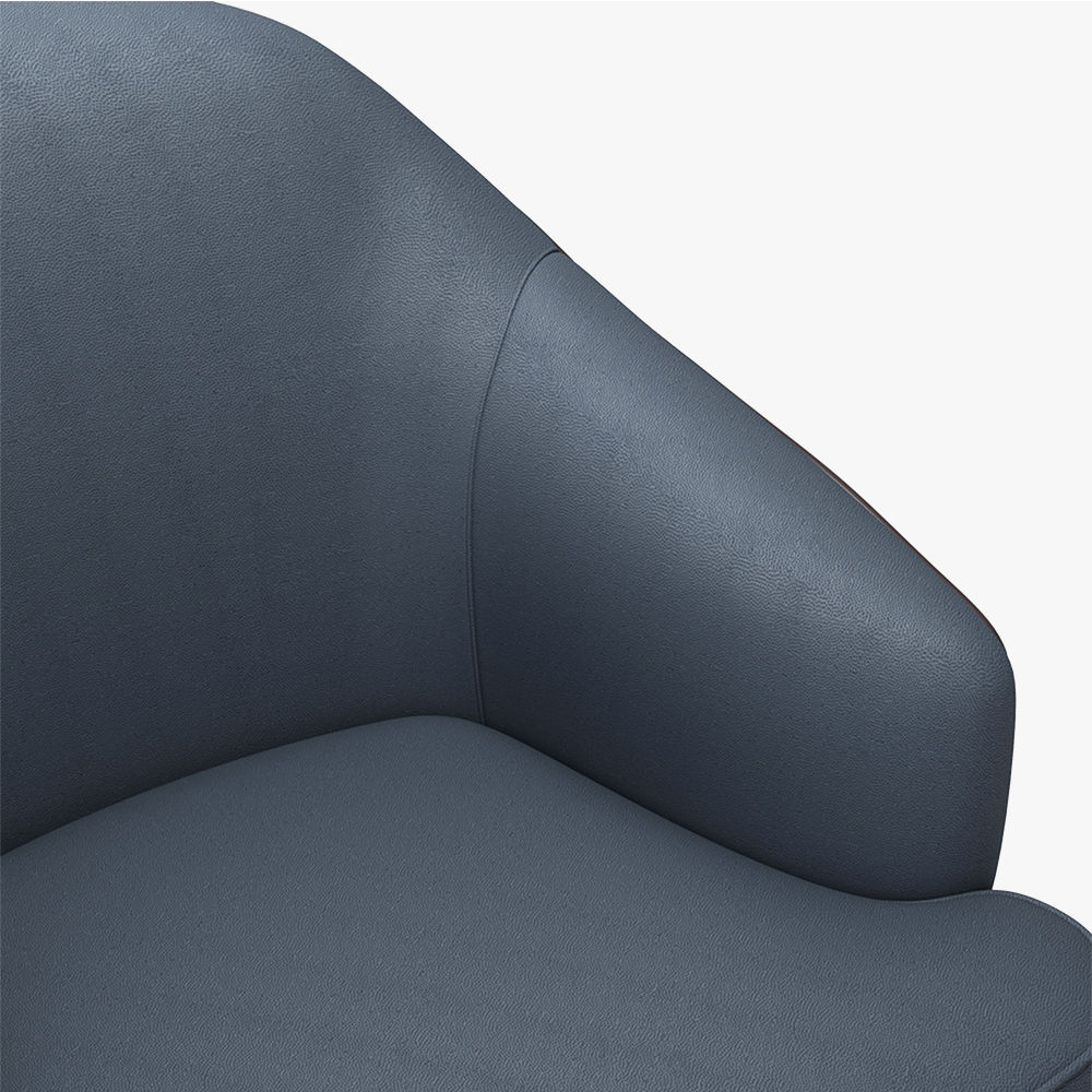 Metal Leg Blue & Brown PU Leather Chairs