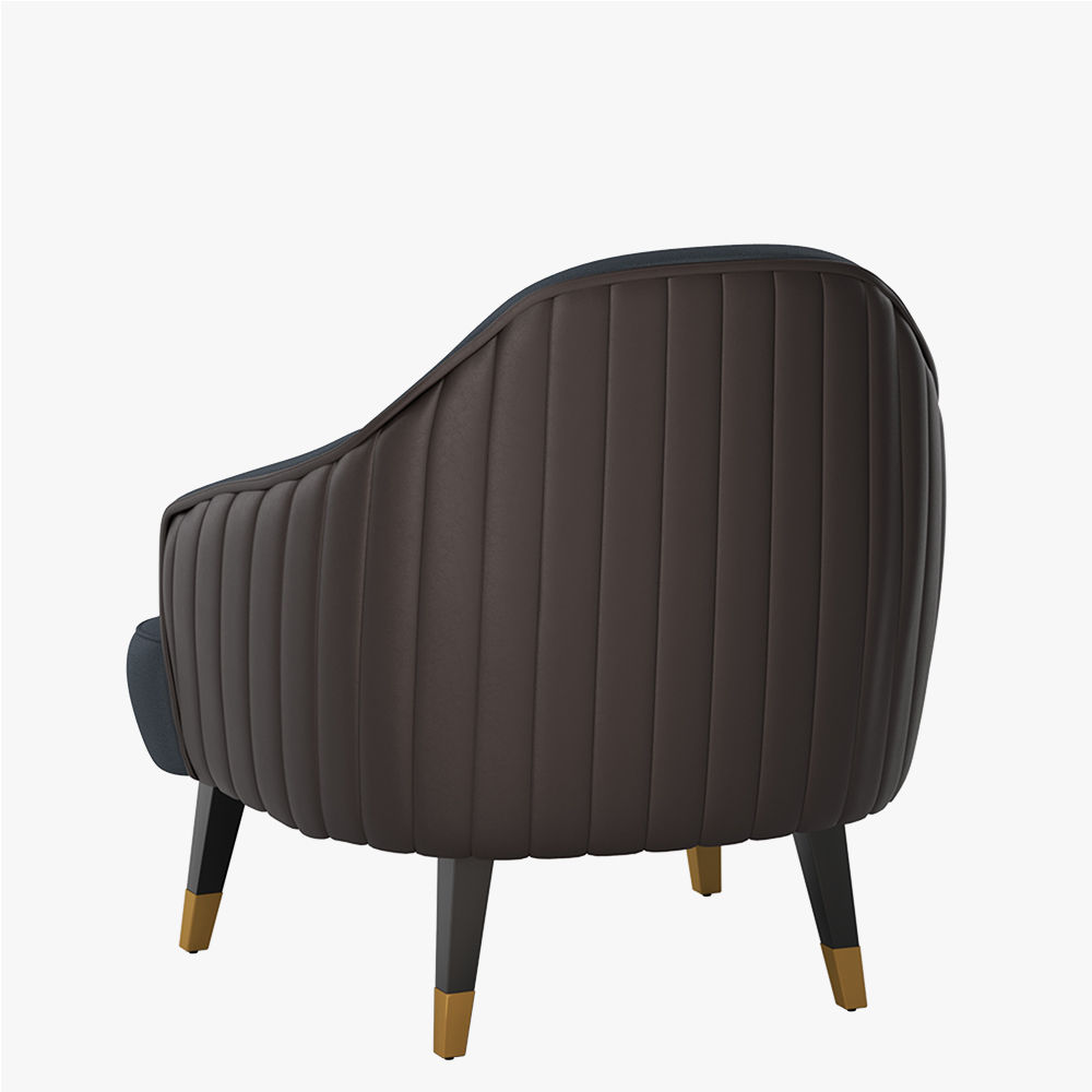 Accent Chair Blue & Brown PU Leather Chairs