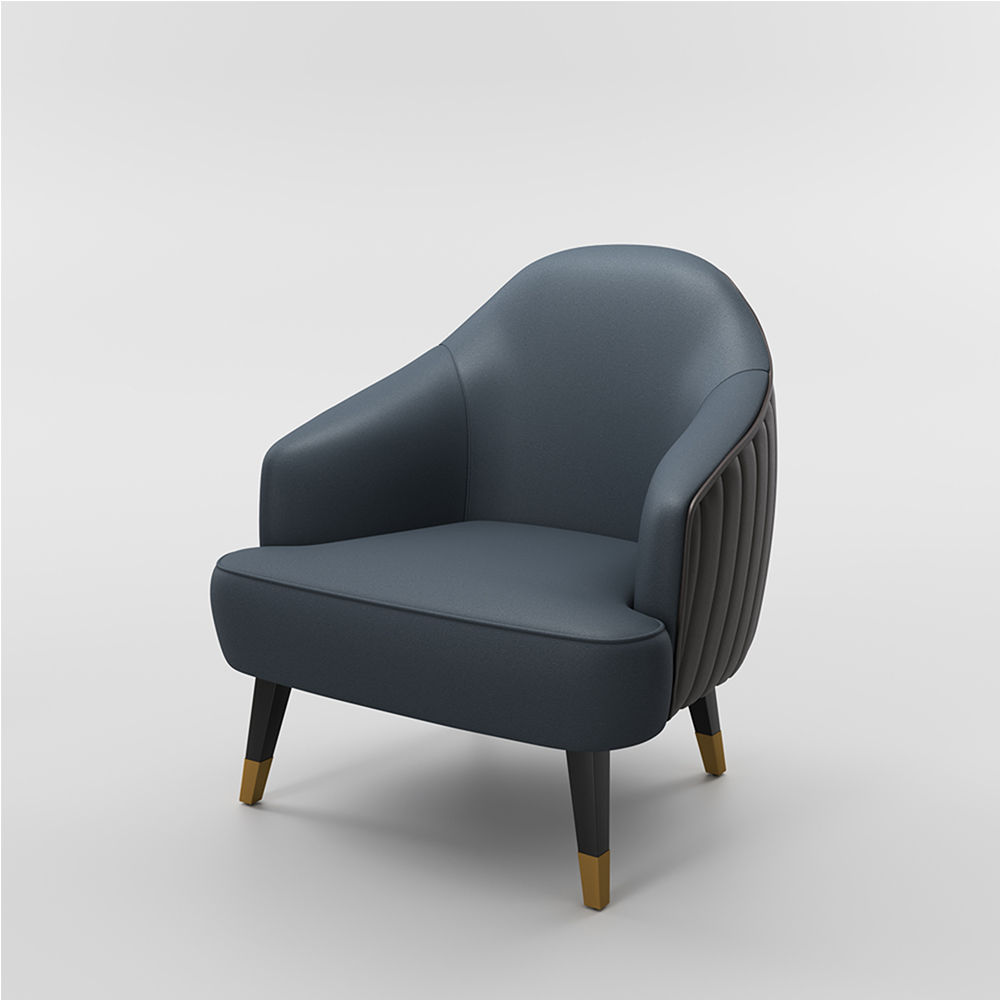 Modern Blue & Brown PU Leather Chairs