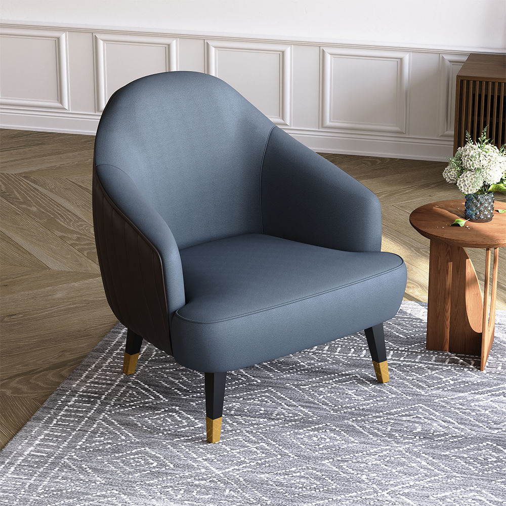 Modern Blue & Brown PU Leather Chairs