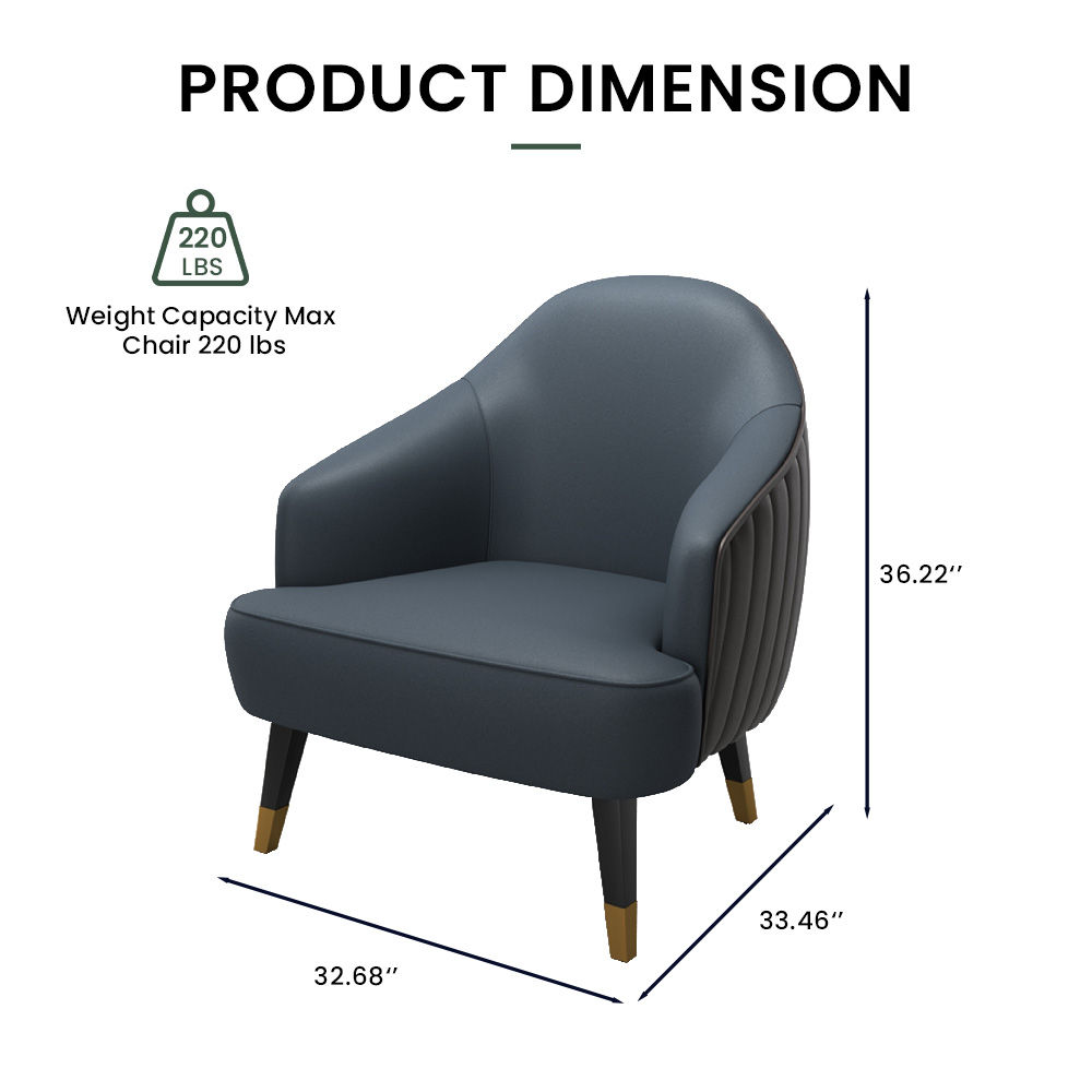 Metal Leg Blue & Brown PU Leather Chairs