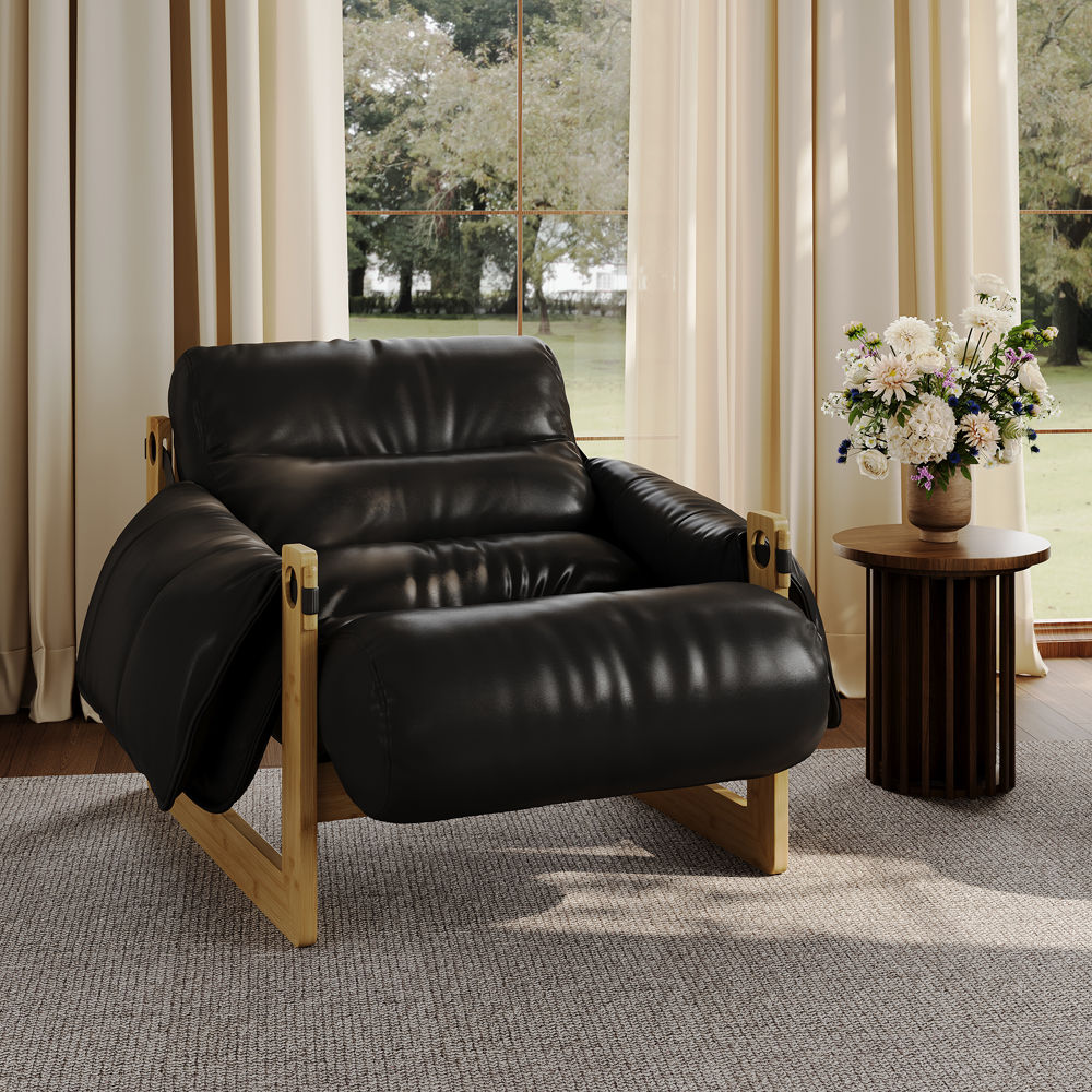 Green Black Eco PU Leather Chairs