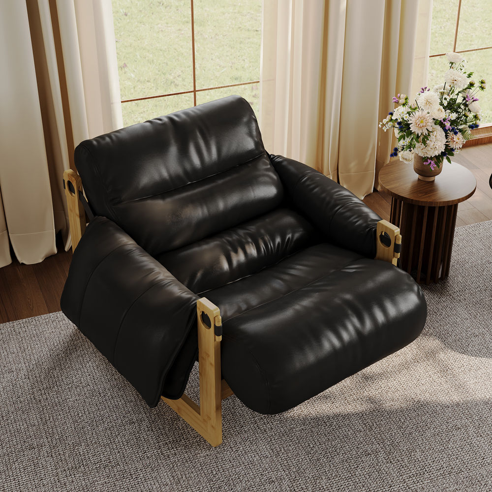 Soft Black Eco PU Leather Chairs