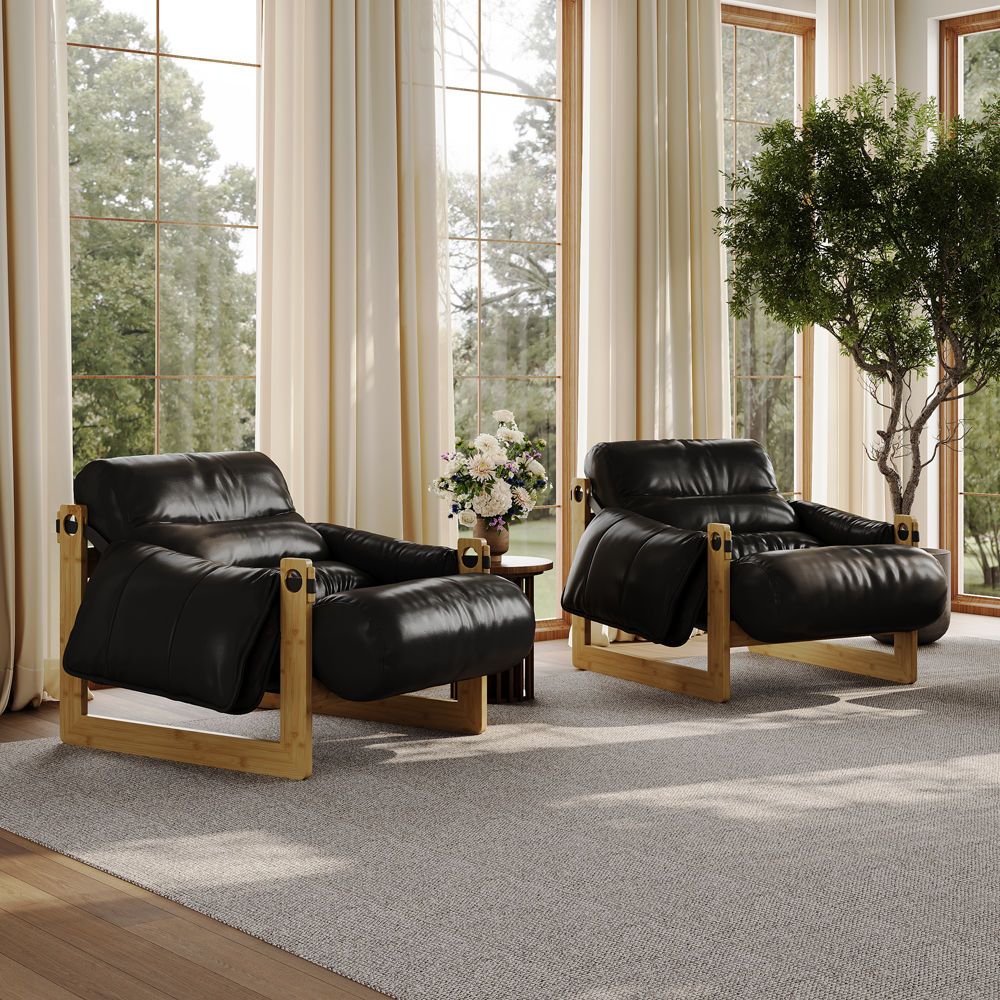 Partial Assembly Required Black Eco PU Leather Chairs