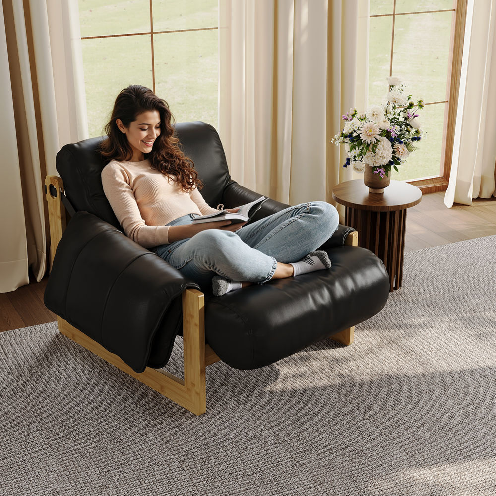 Very Relaxed Black Eco PU Leather Chairs