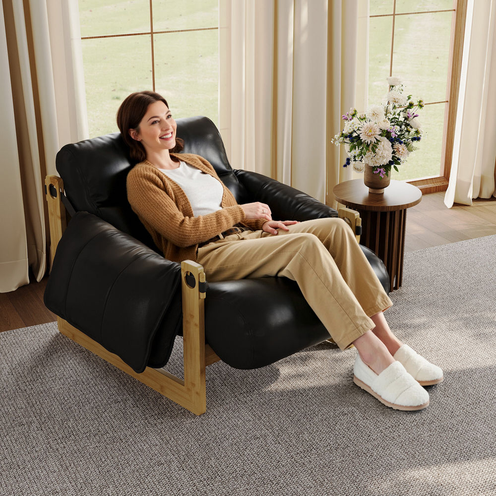 Soft Black Eco PU Leather Chairs