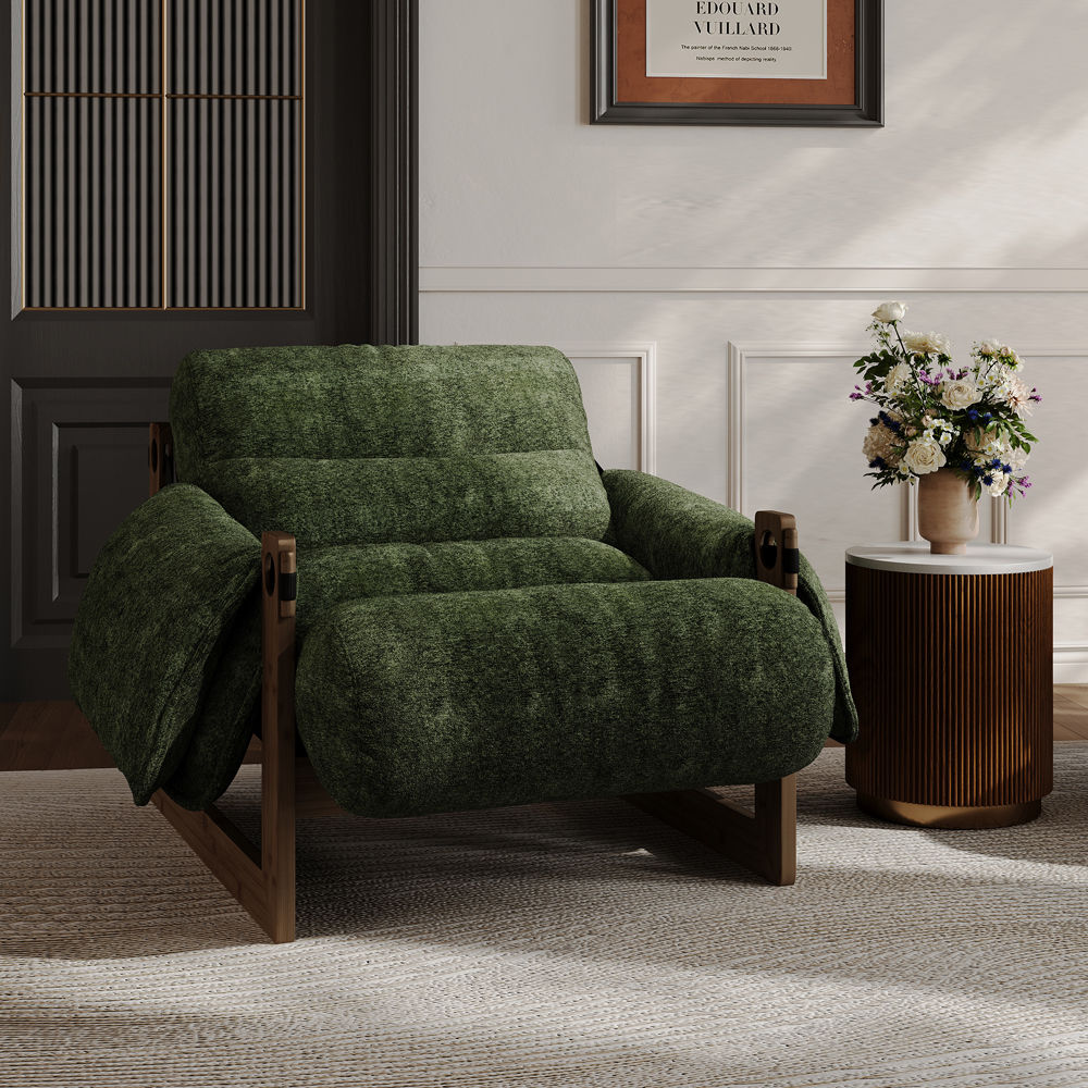 Living Room Green Chenille Chairs