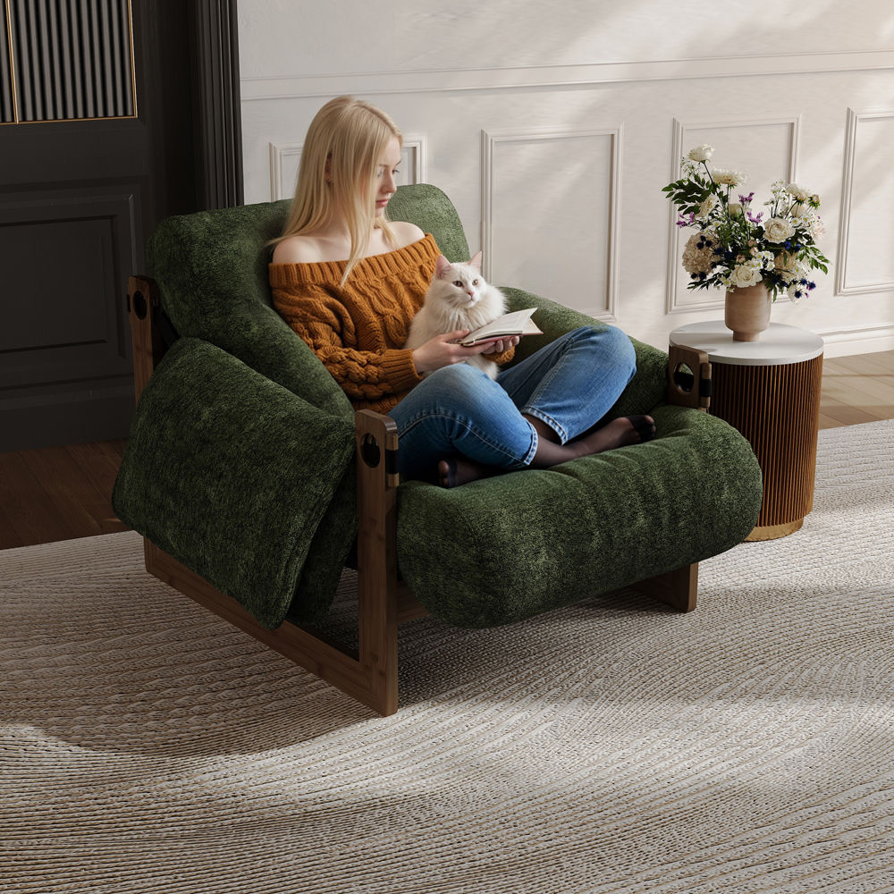 Green Green Chenille Chairs