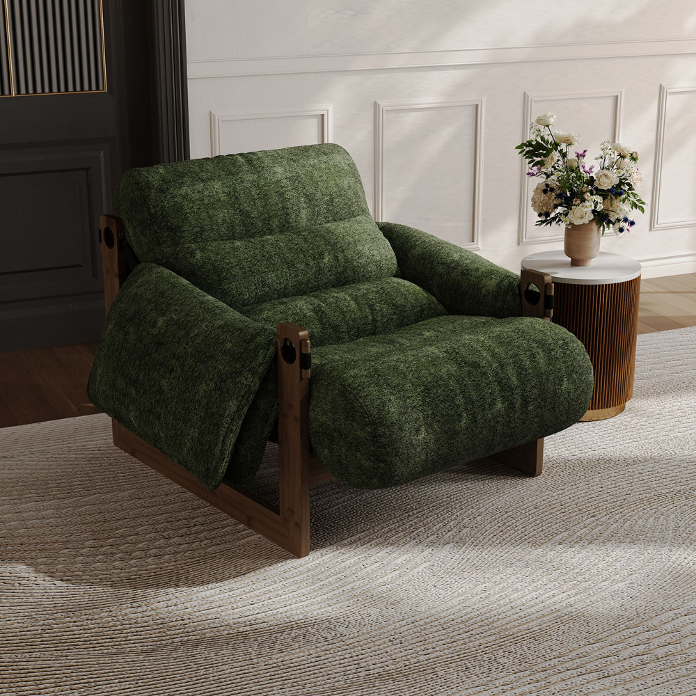 Relaxed Green Chenille Chairs