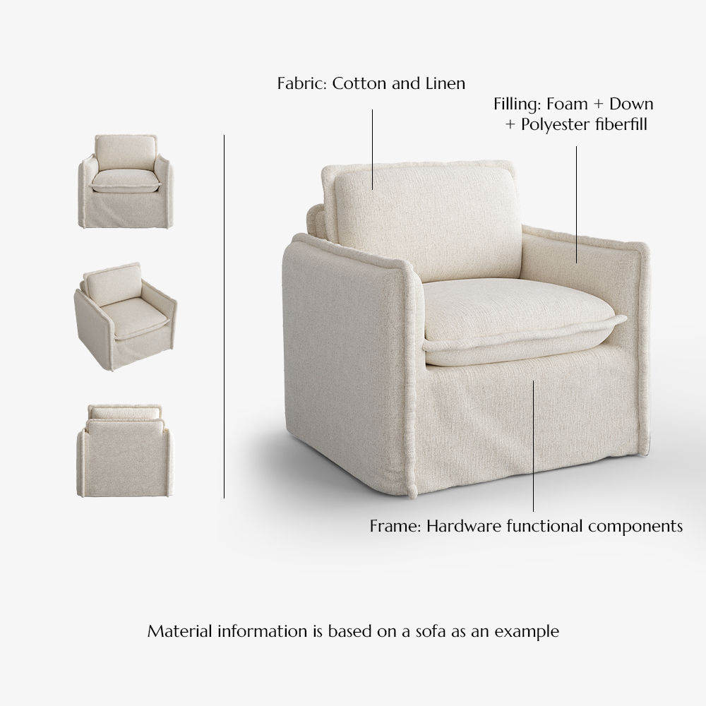 Office Beige Cotton and Linen Chairs