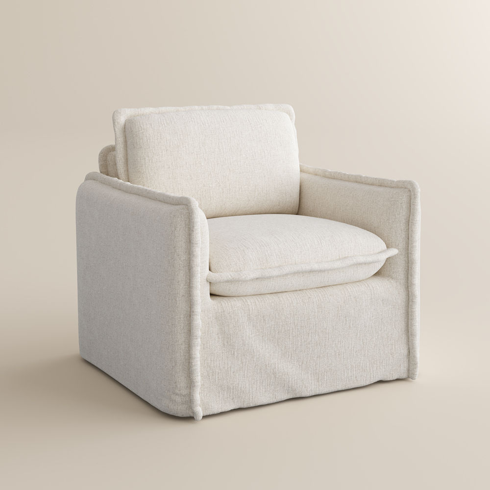 Beige Beige Cotton and Linen Chairs