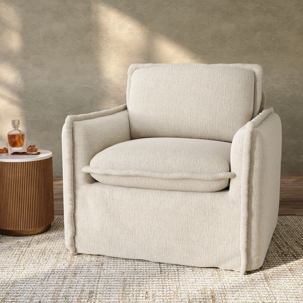 Khaki Beige Cotton and Linen Chairs