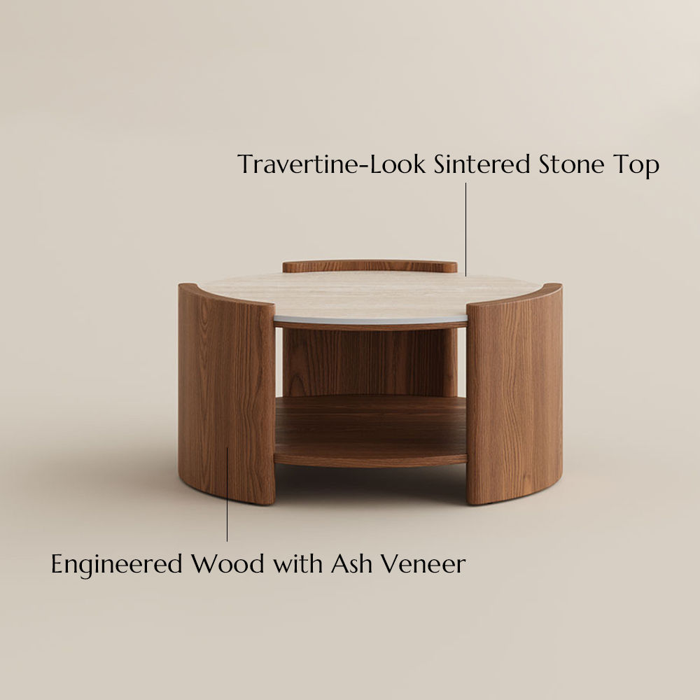 Modern Walnut Color Matte Sintered Stone Coffee Tables