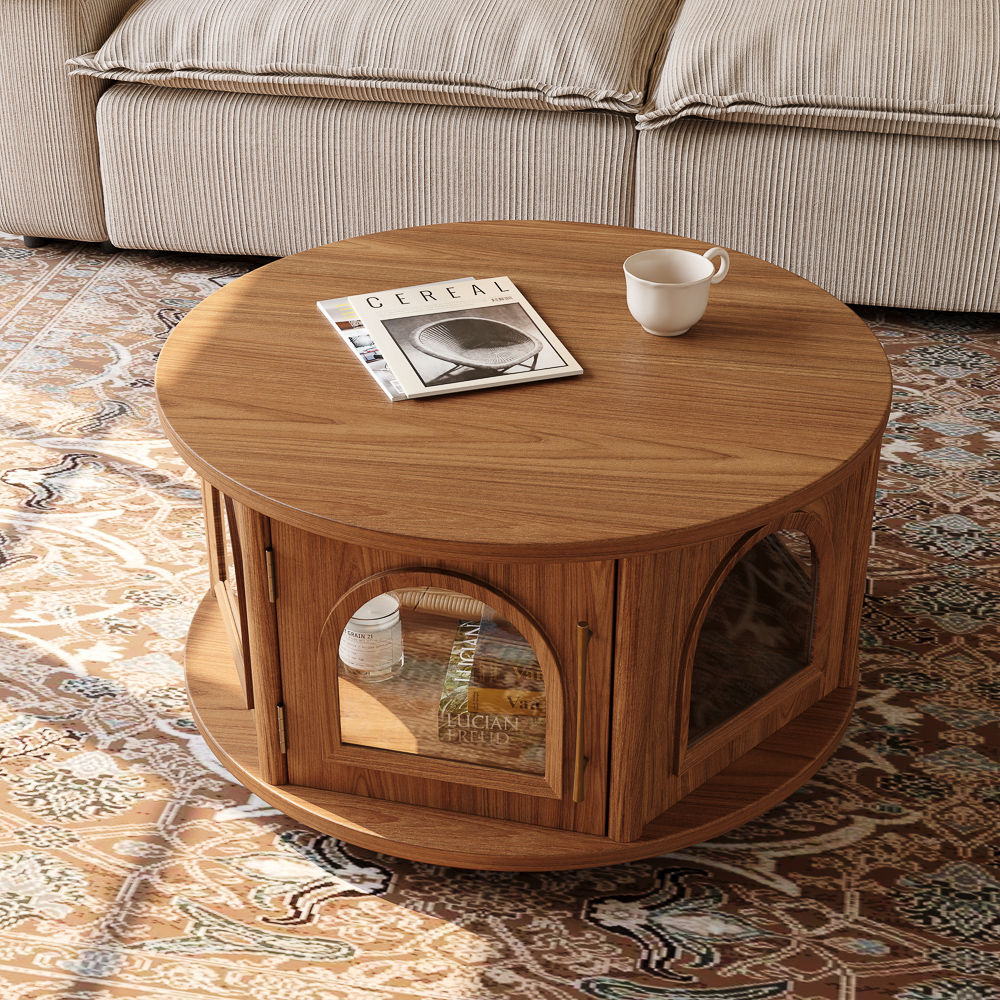 Fully Assemble Walnut Color Engineered Wood Coffee Tables