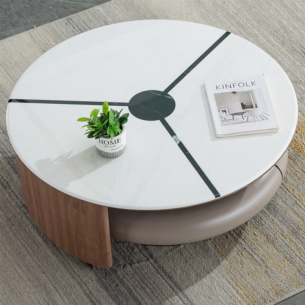 Modern Rotating Coffee Table,with Wheels