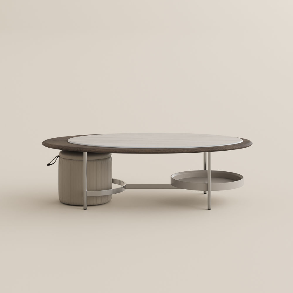 Luxury Modern Coffee Table, Walnut & Grey