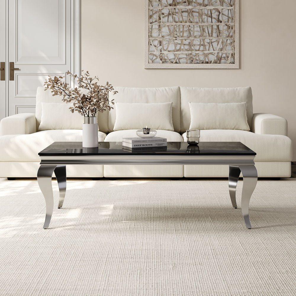 Mid-Century Modern Glossy Black Metal Coffee Tables