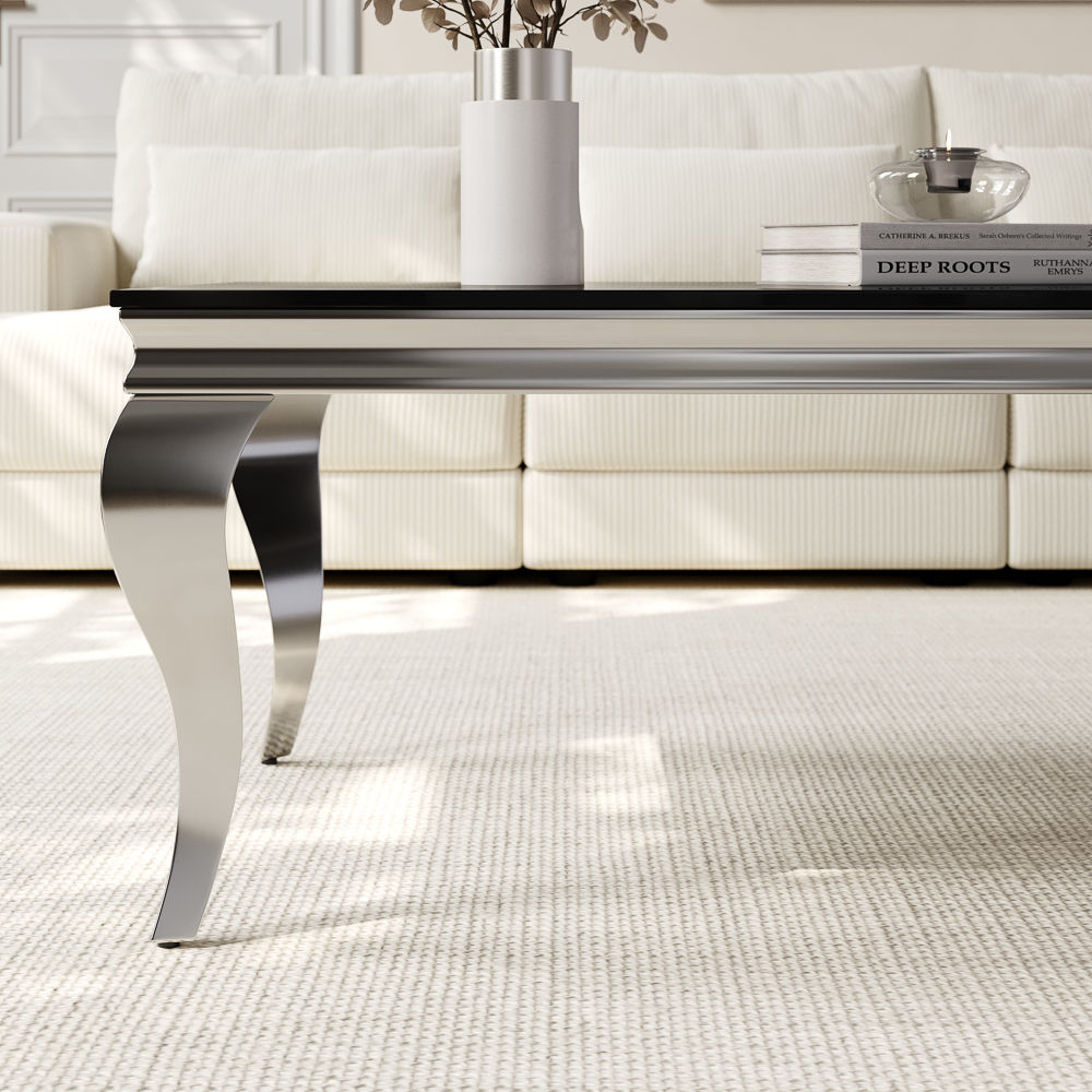 Rectangular Glossy Black Metal Coffee Tables