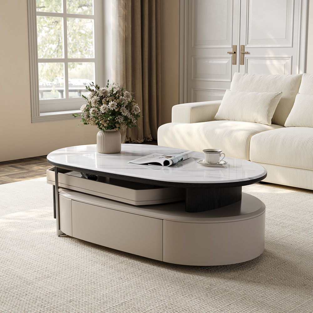 With Storage Grey & Black MDF Coffee Tables