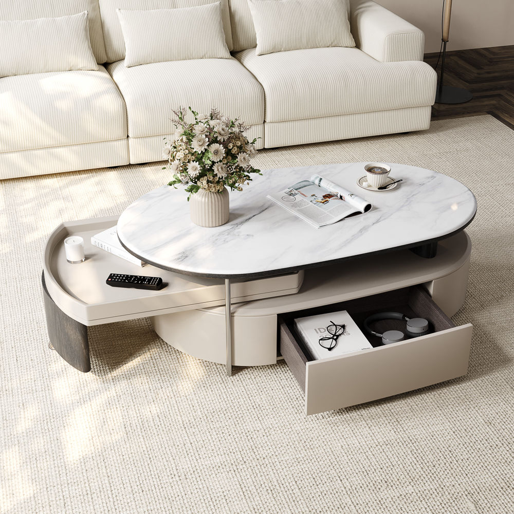 Partly Assemble Grey & Black MDF Coffee Tables
