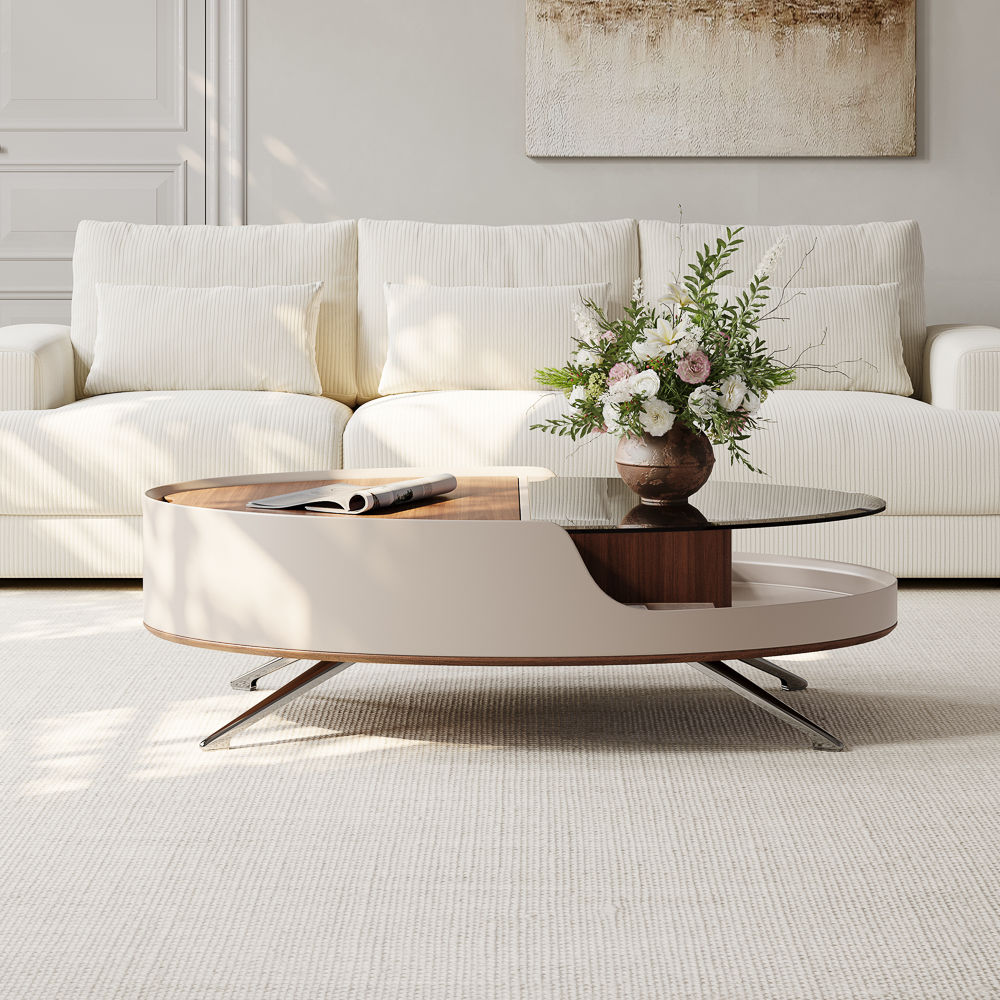 Gray Walnut & Gray Engineered Wood Coffee Tables
