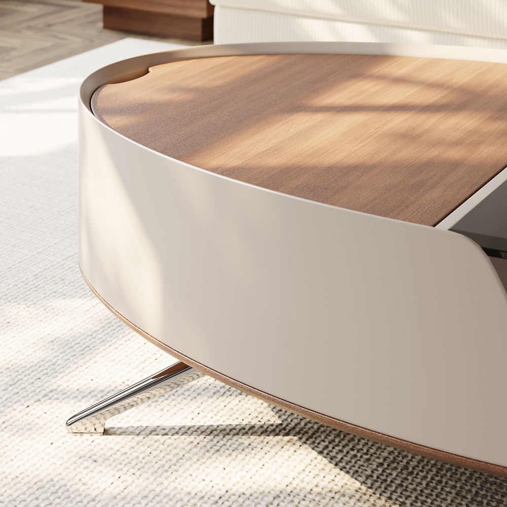 Partly Assemble Walnut & Gray Engineered Wood Coffee Tables