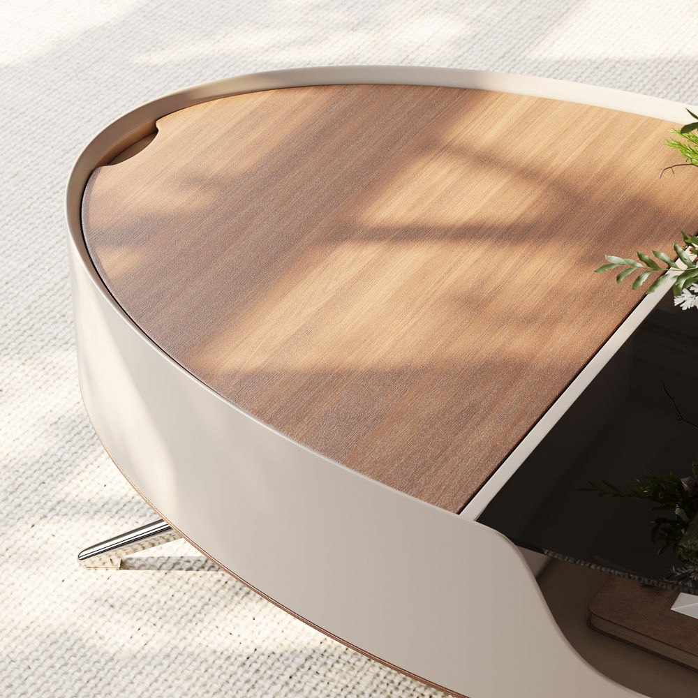 Partly Assemble Walnut & Gray Engineered Wood Coffee Tables