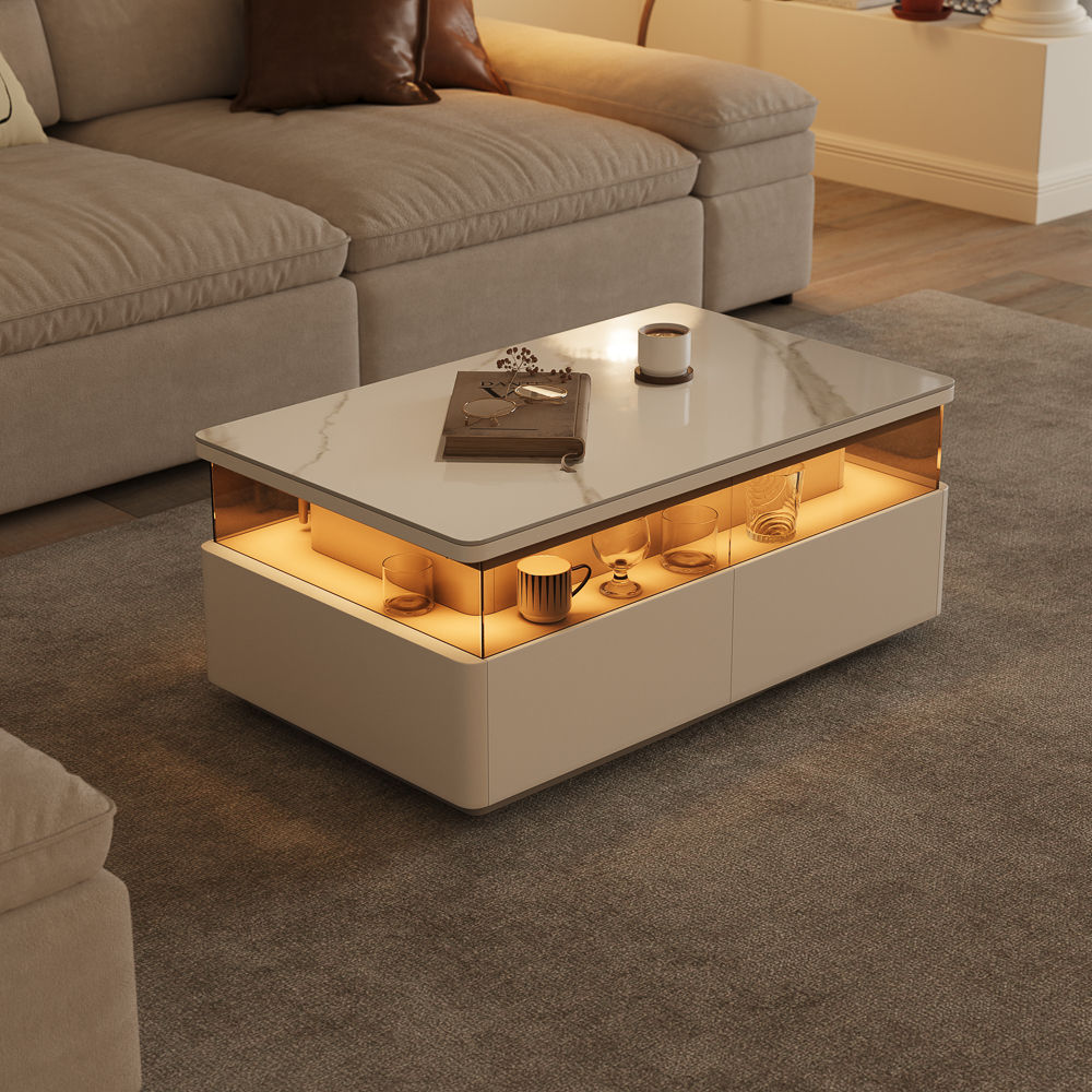 Green White Engineered Wood Coffee Tables