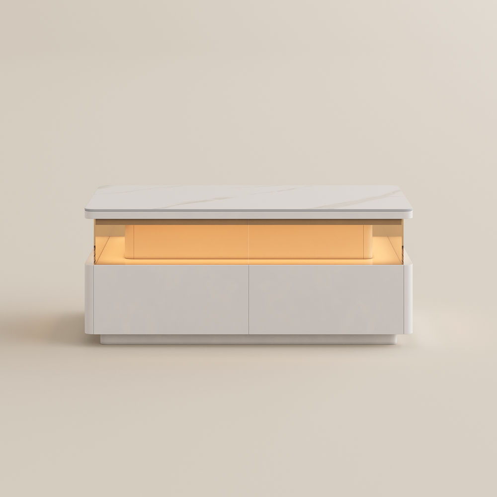 with Storage White Engineered Wood Coffee Tables