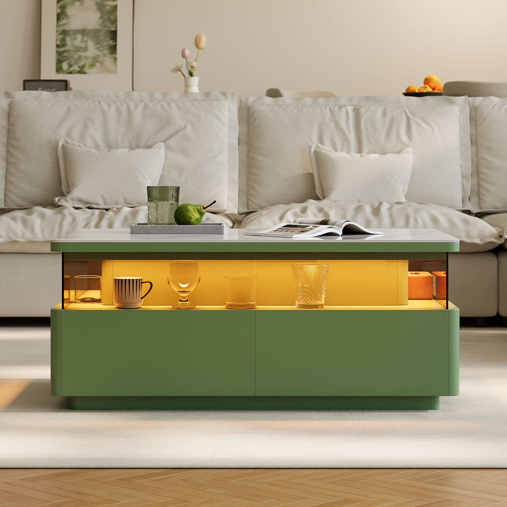 Green & White Engineered Wood Coffee Tables