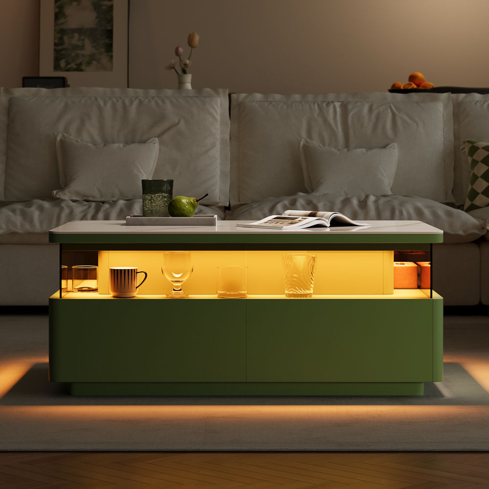 Green & White Engineered Wood Coffee Tables