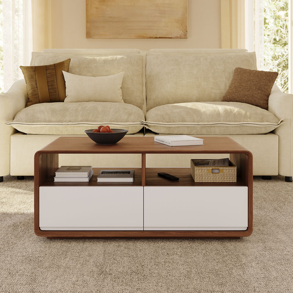 with Storage Dark Wood & White Coffee Tables