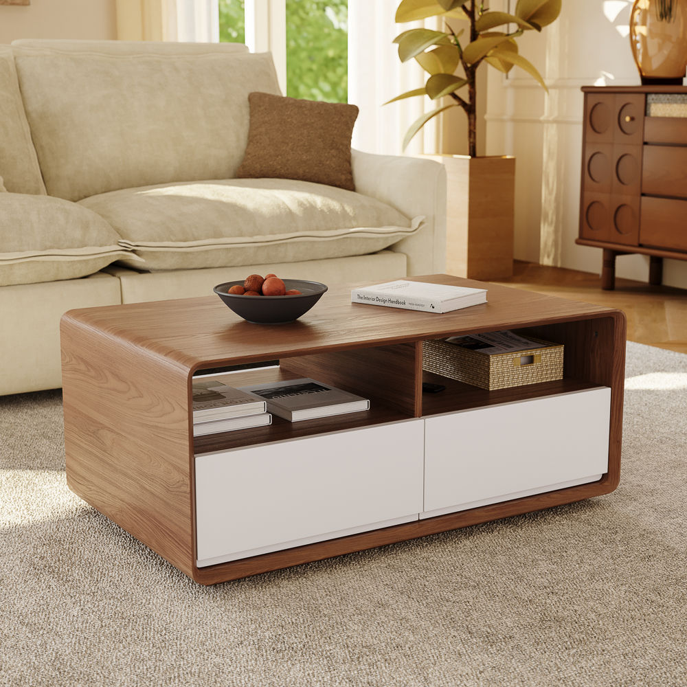 Rectangular Dark Wood & White Coffee Tables