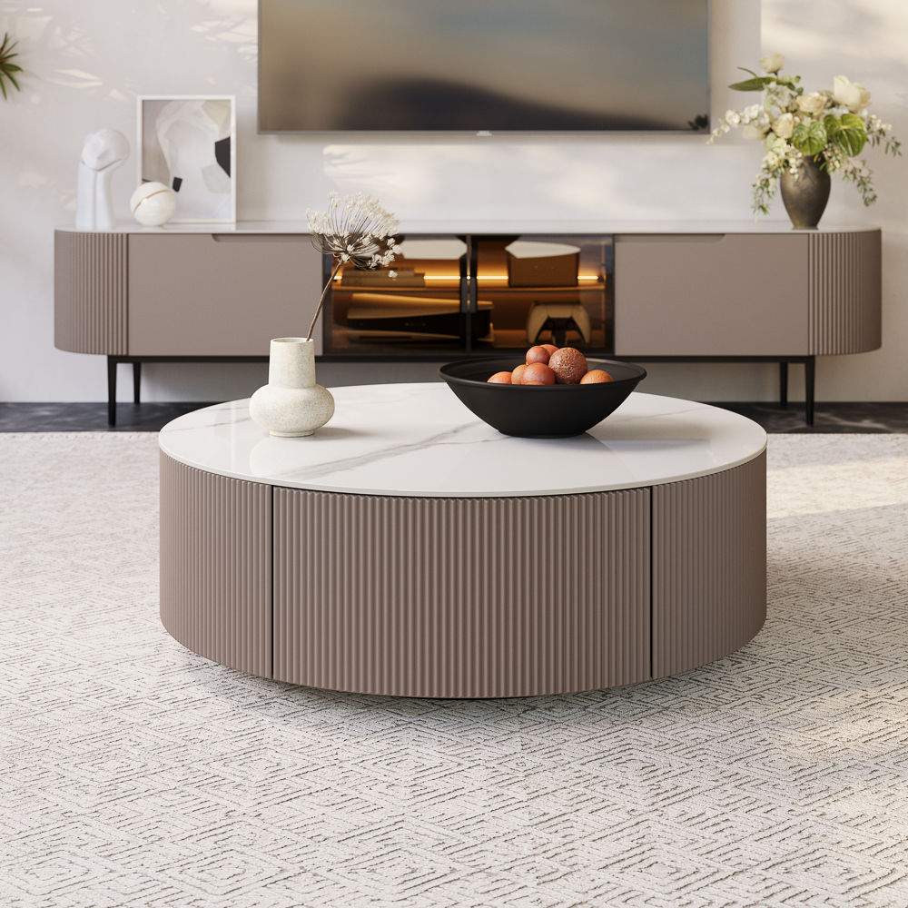 Sintered Stone Gray Sintered Stone Coffee Tables
