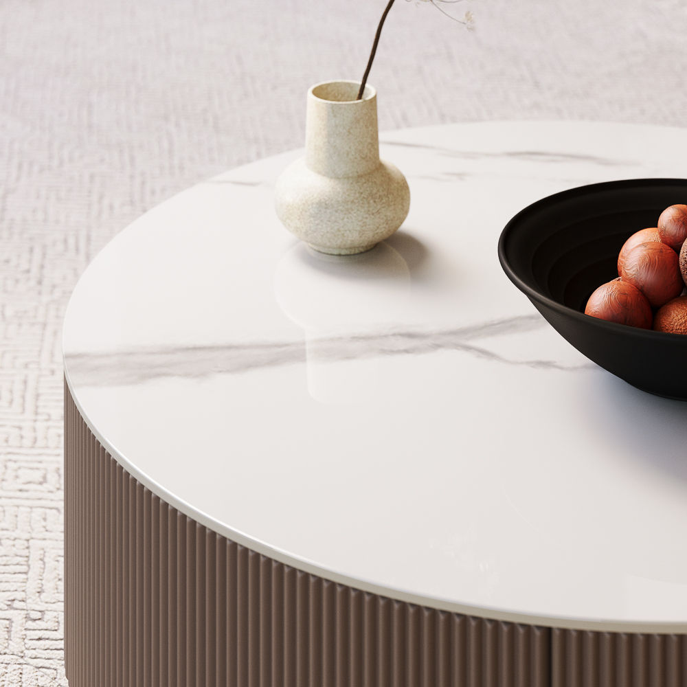 Modern Gray Sintered Stone Coffee Tables