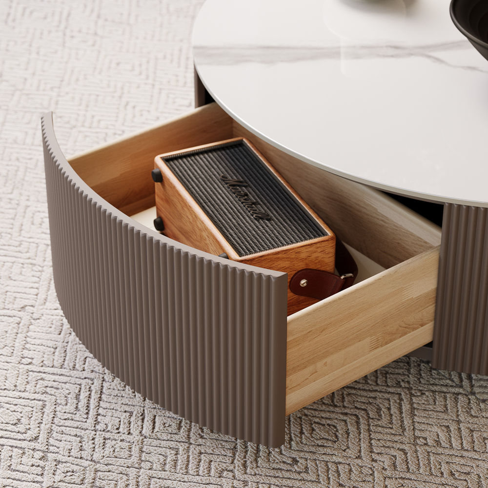 Fully Assemble Gray Sintered Stone Coffee Tables